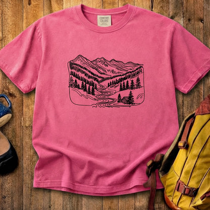 Great Smoky Line Drawing Cotton T-Shirt