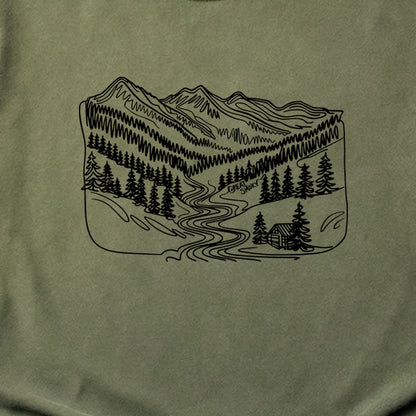Great Smoky Line Drawing Cotton T-Shirt