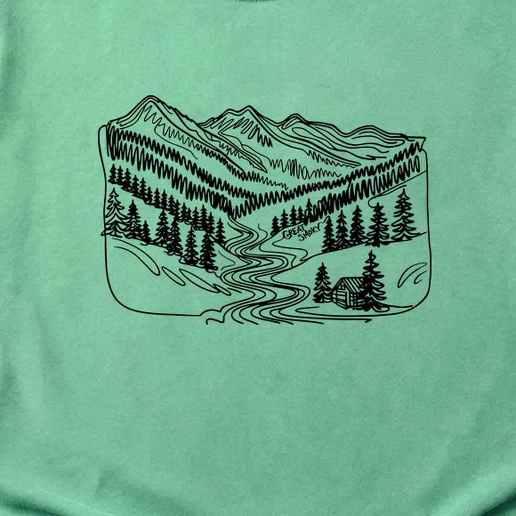 Great Smoky Line Drawing Cotton T-Shirt