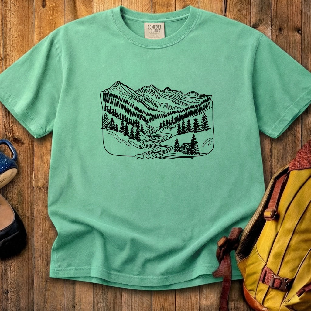 Great Smoky Line Drawing Cotton T-Shirt