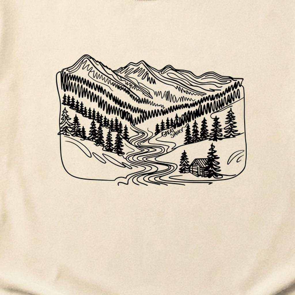 Great Smoky Line Drawing Cotton T-Shirt