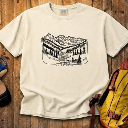 Great Smoky Line Drawing Cotton T-Shirt