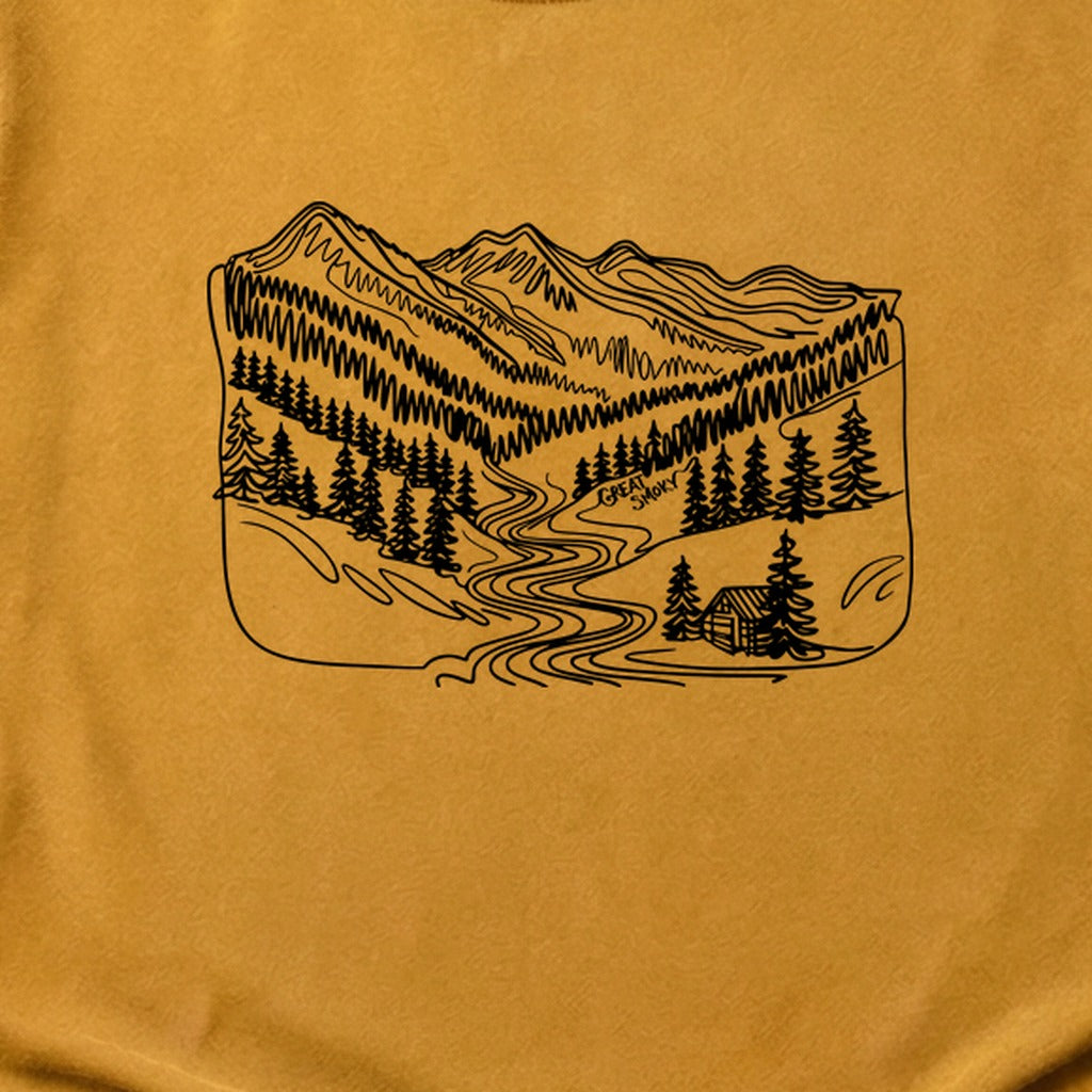 Great Smoky Line Drawing Cotton T-Shirt