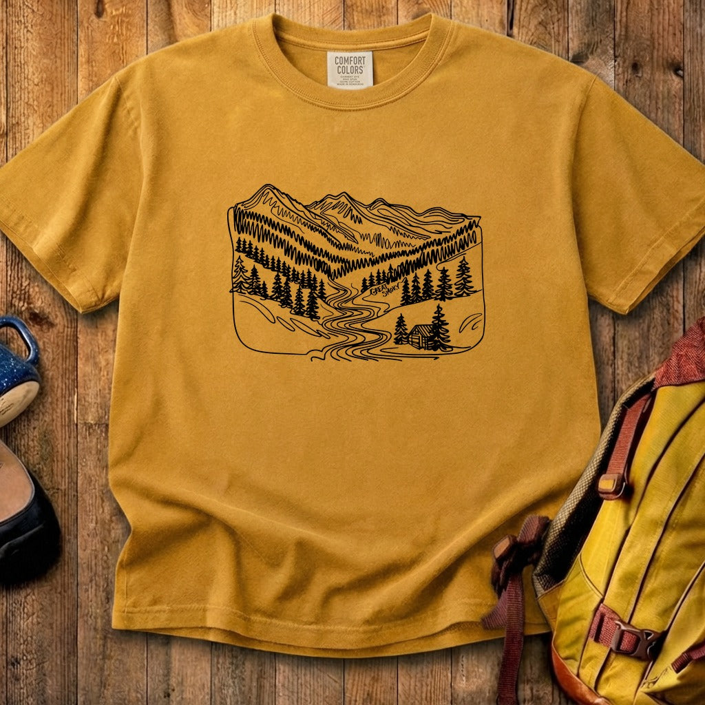 Great Smoky Line Drawing Cotton T-Shirt