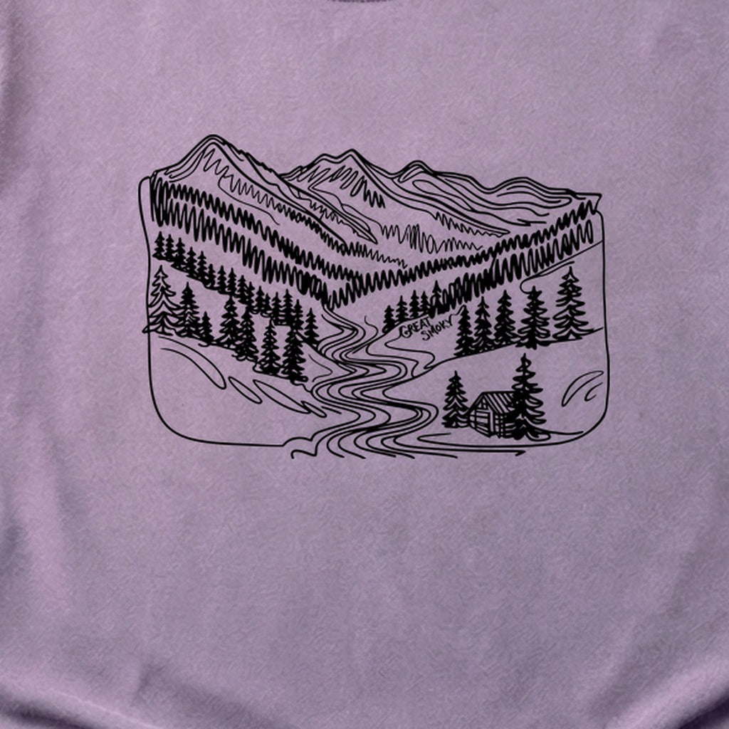 Great Smoky Line Drawing Cotton T-Shirt