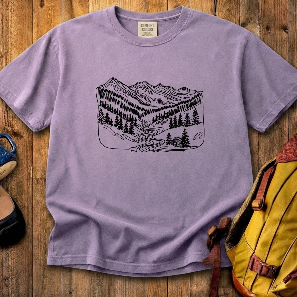 Great Smoky Line Drawing Cotton T-Shirt