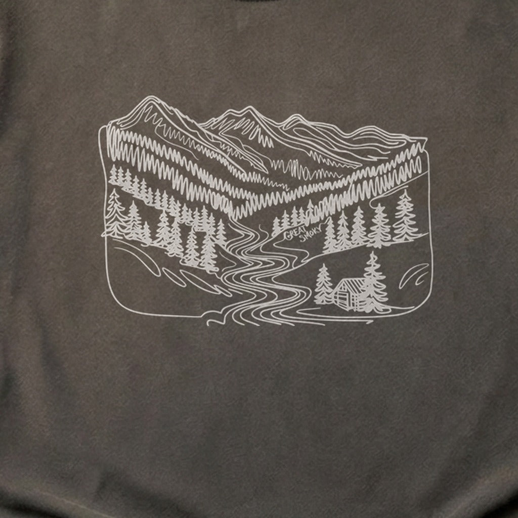 Great Smoky Line Drawing Cotton T-Shirt