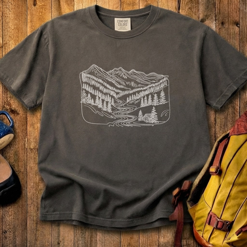 Great Smoky Line Drawing Cotton T-Shirt