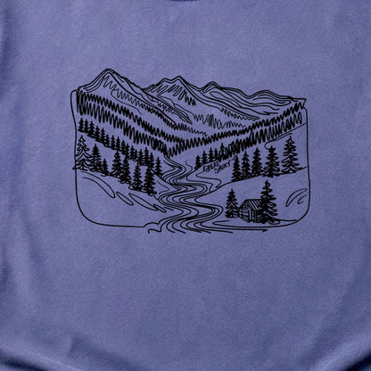 Great Smoky Line Drawing Cotton T-Shirt