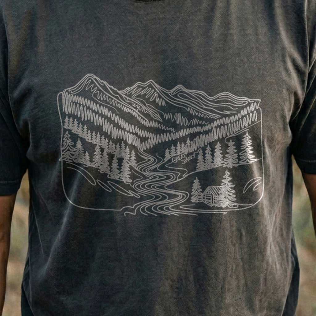 Great Smoky Line Drawing Cotton T-Shirt