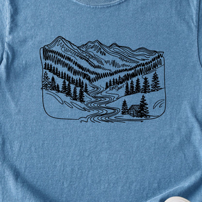 Great Smoky Line Drawing Kids Cotton T-Shirt