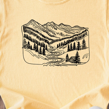 Great Smoky Line Drawing Kids Cotton T-Shirt