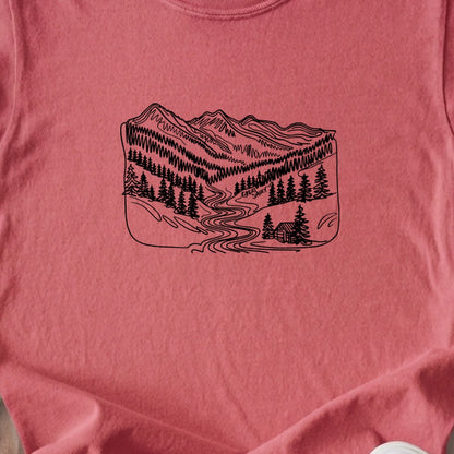 Great Smoky Line Drawing Kids Cotton T-Shirt