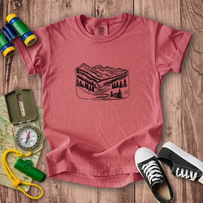 Great Smoky Line Drawing Kids Cotton T-Shirt