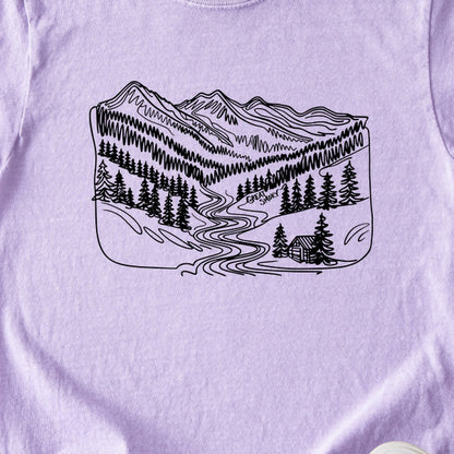 Great Smoky Line Drawing Kids Cotton T-Shirt