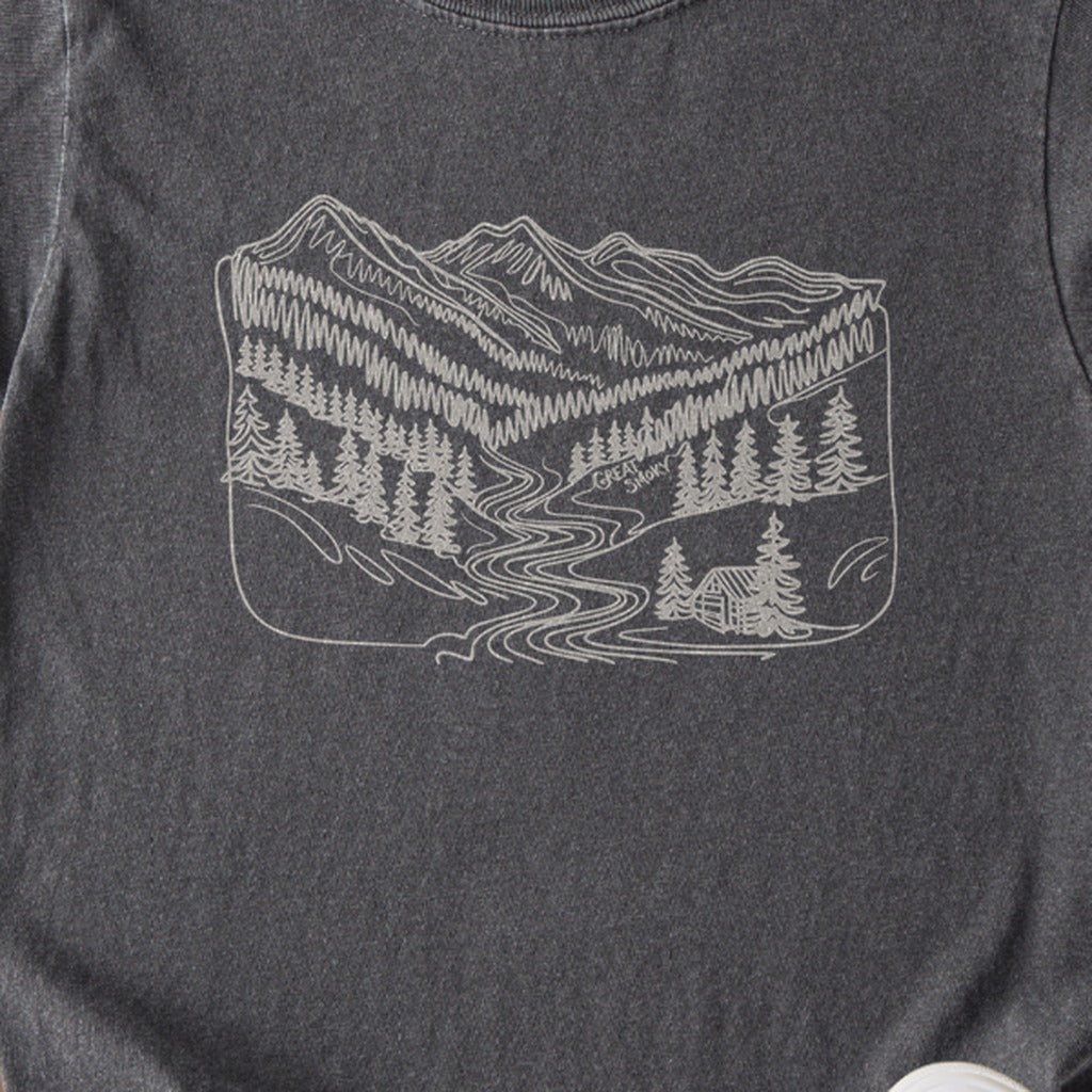 Great Smoky Line Drawing Kids Cotton T-Shirt