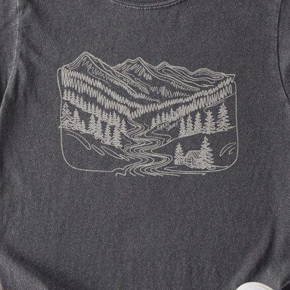 Great Smoky Line Drawing Kids Cotton T-Shirt