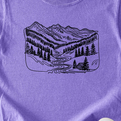 Great Smoky Line Drawing Kids Cotton T-Shirt