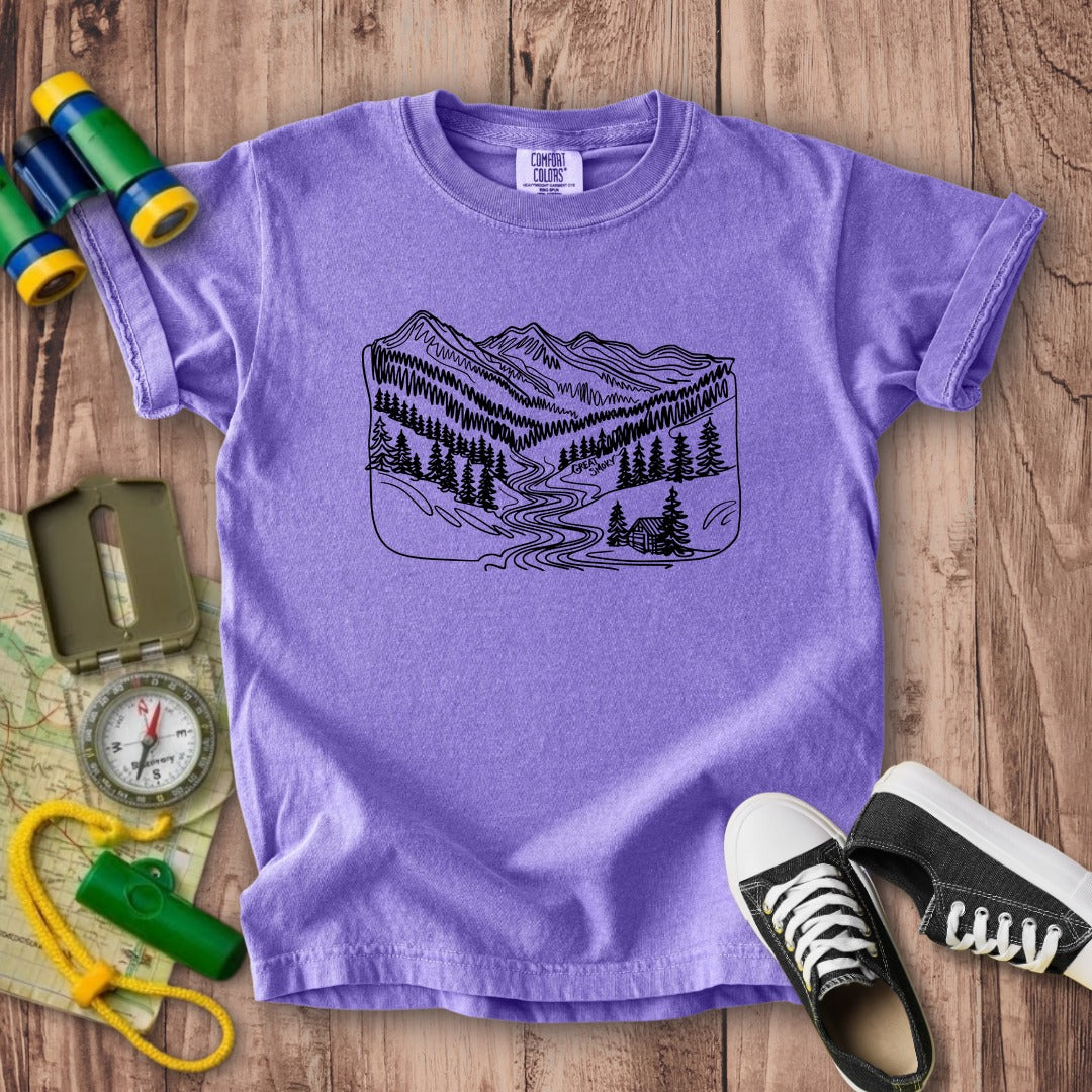 Great Smoky Line Drawing Kids Cotton T-Shirt