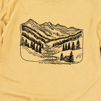 Great Smoky Line Drawing Cotton Long Sleeve