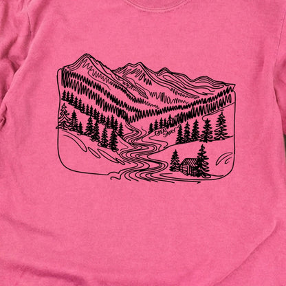 Great Smoky Line Drawing Cotton Long Sleeve