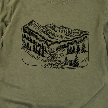 Great Smoky Line Drawing Cotton Long Sleeve