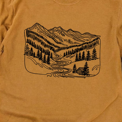 Great Smoky Line Drawing Cotton Long Sleeve