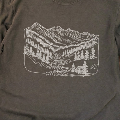 Great Smoky Line Drawing Cotton Long Sleeve