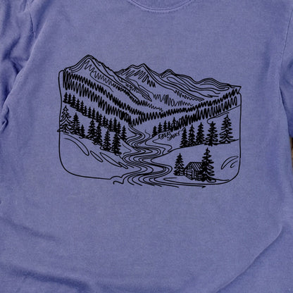 Great Smoky Line Drawing Cotton Long Sleeve