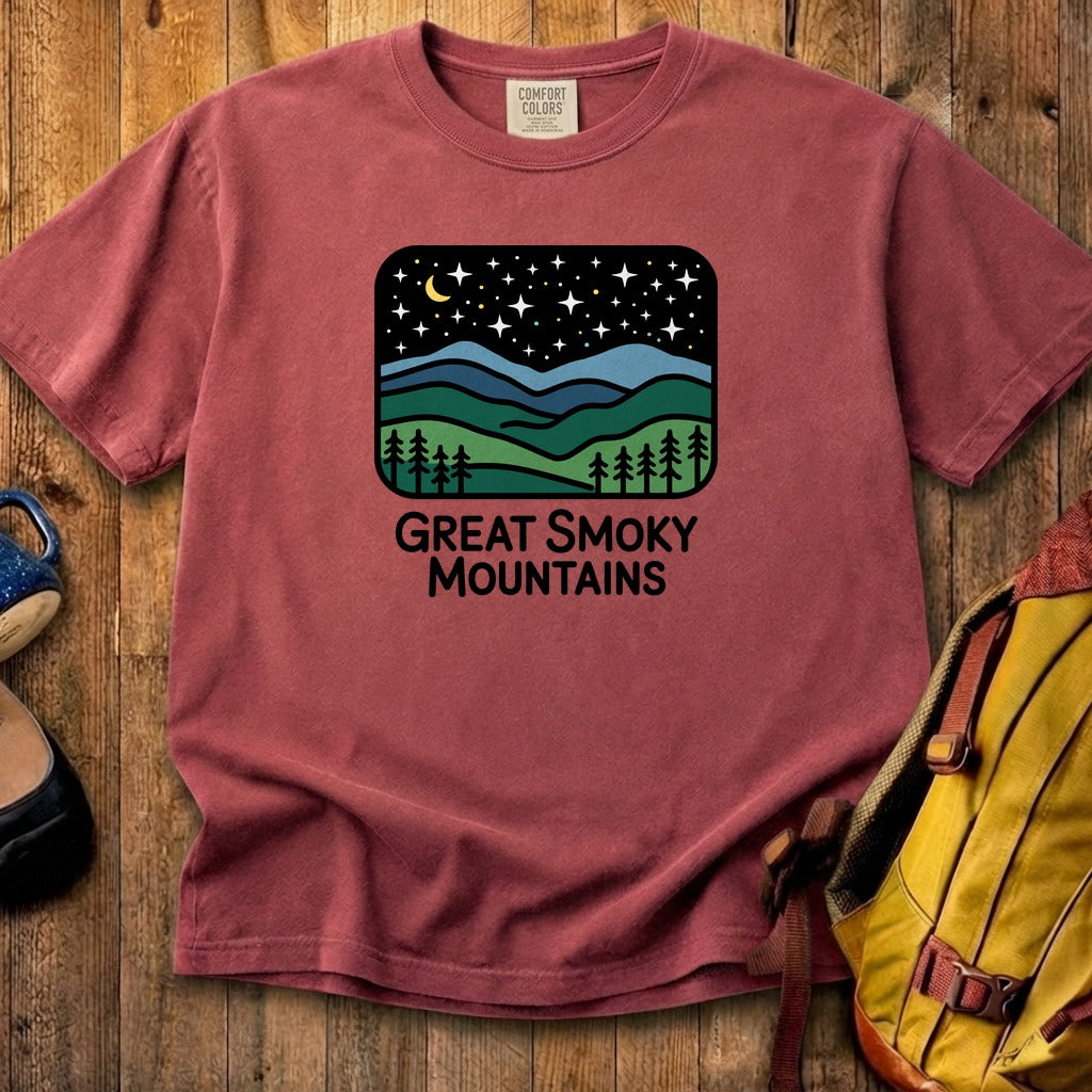 Great Smoky Mountains at Night Cotton T-Shirt