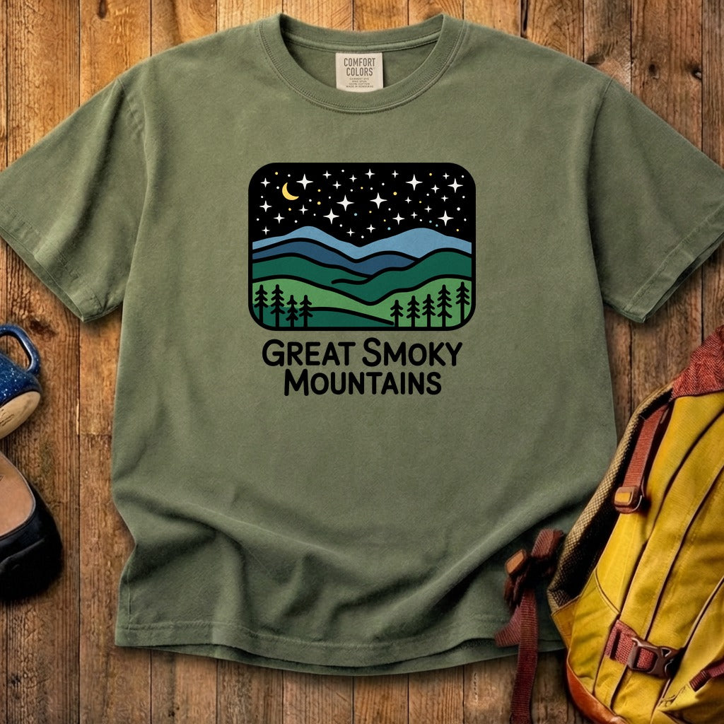 Great Smoky Mountains at Night Cotton T-Shirt