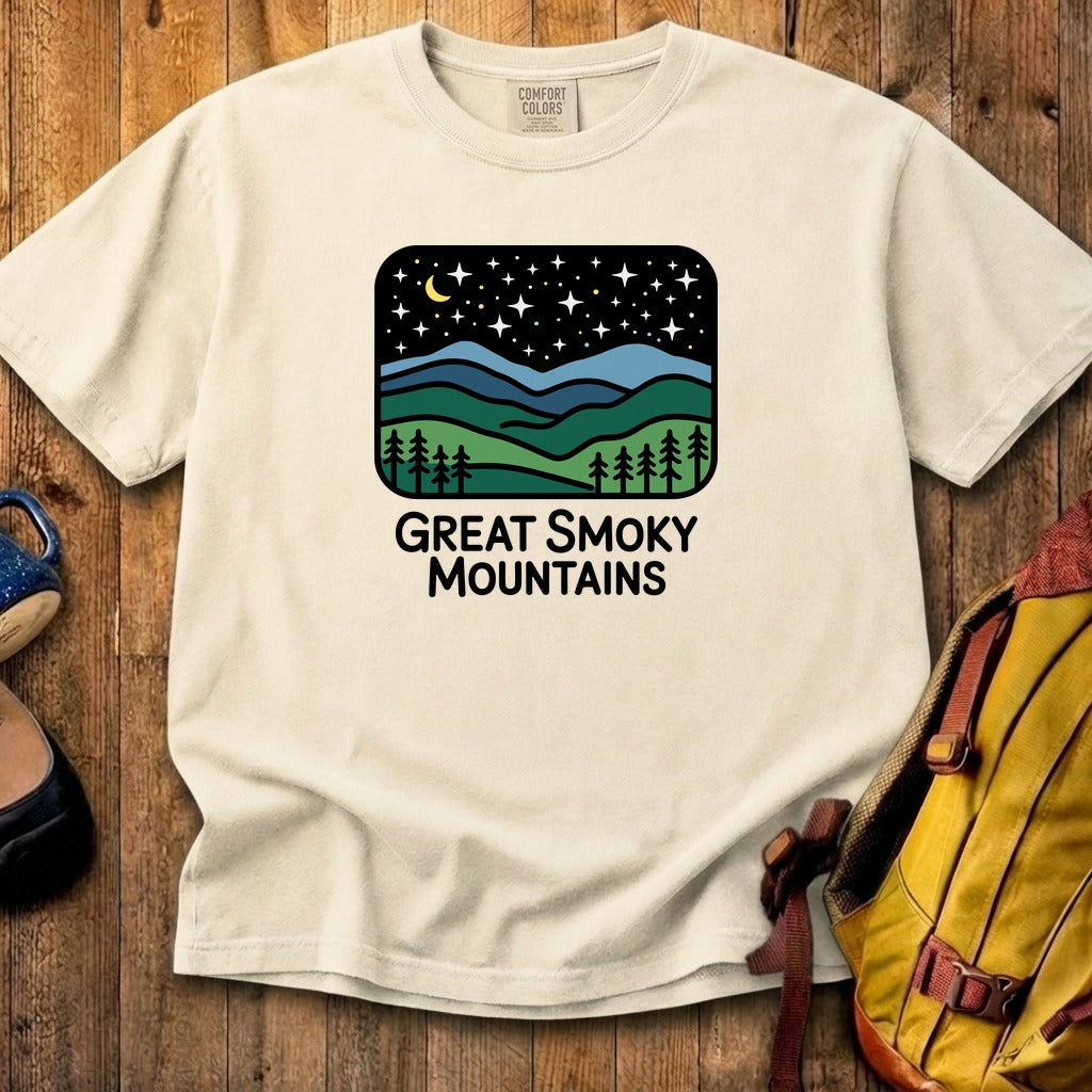 Great Smoky Mountains at Night Cotton T-Shirt