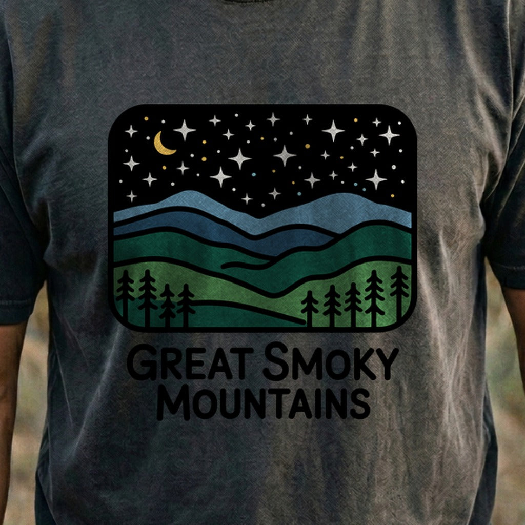 Great Smoky Mountains at Night Cotton T-Shirt