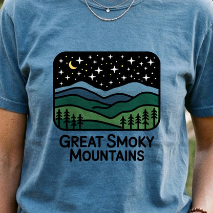 Great Smoky Mountains at Night Cotton T-Shirt