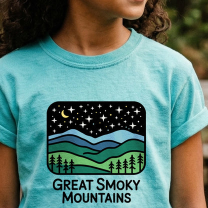 Great Smoky Mountains at Night Kids Cotton T-Shirt