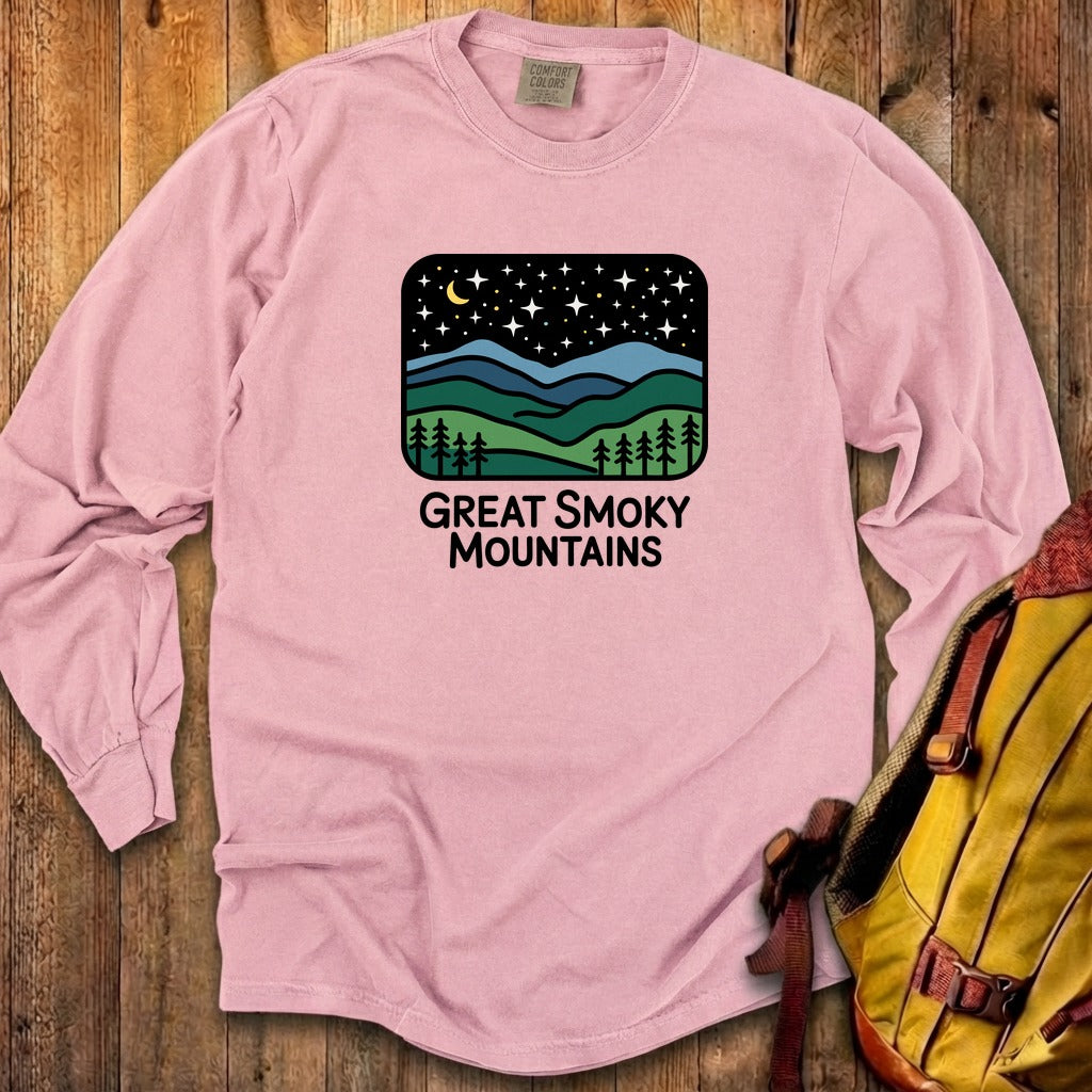Great Smoky Mountains at Night Cotton Long Sleeve
