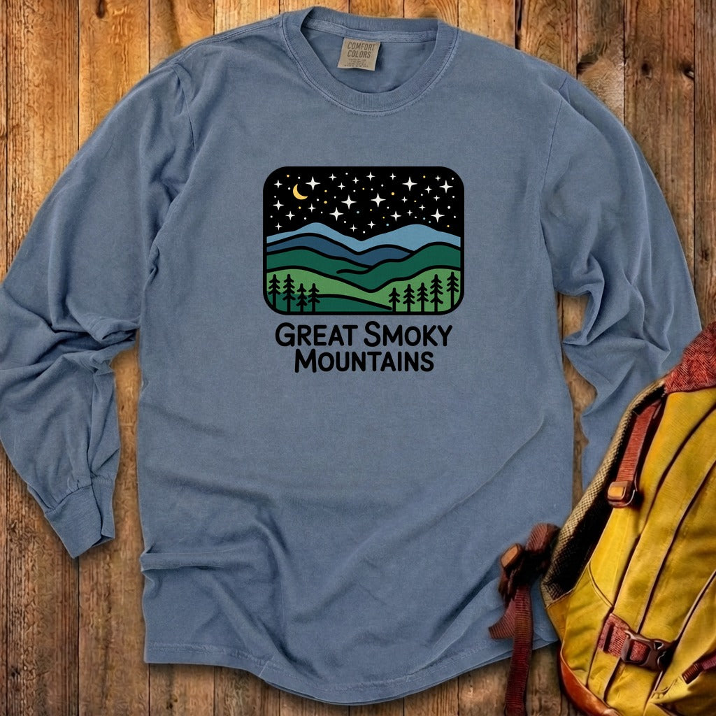 Great Smoky Mountains at Night Cotton Long Sleeve