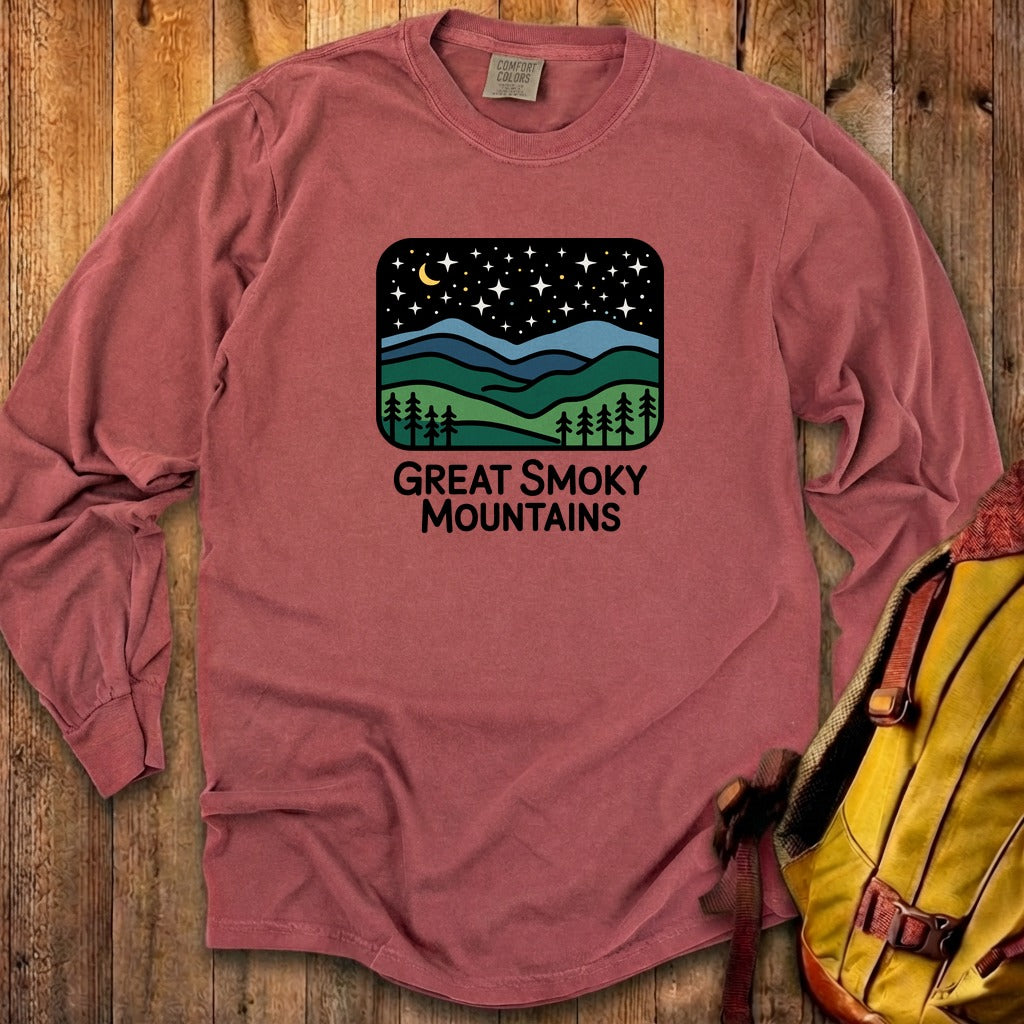 Great Smoky Mountains at Night Cotton Long Sleeve