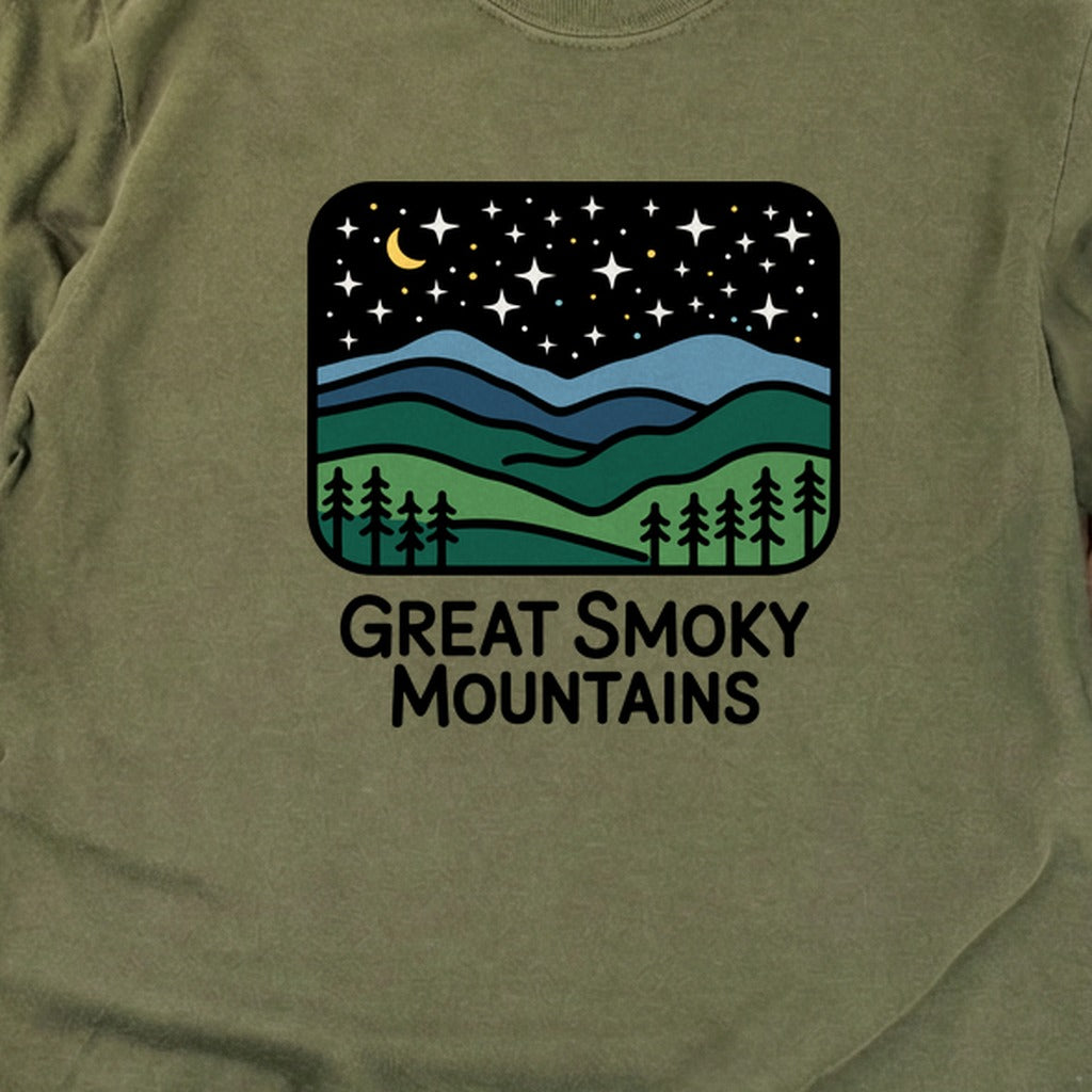 Great Smoky Mountains at Night Cotton Long Sleeve