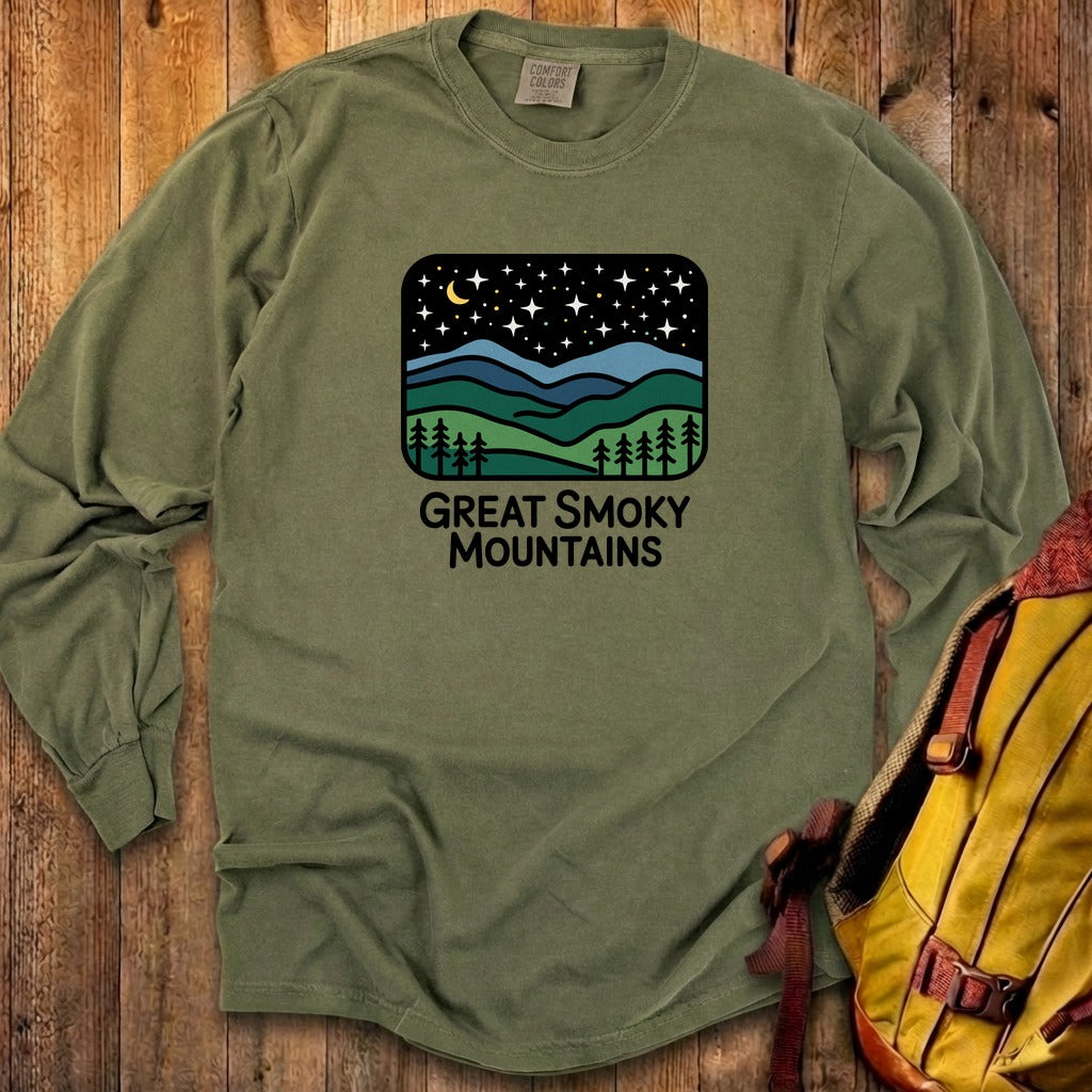 Great Smoky Mountains at Night Cotton Long Sleeve