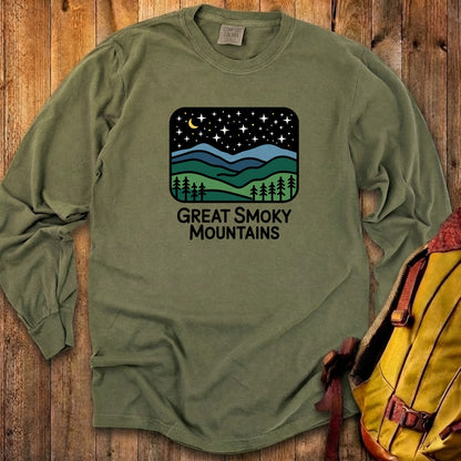 Great Smoky Mountains at Night Cotton Long Sleeve
