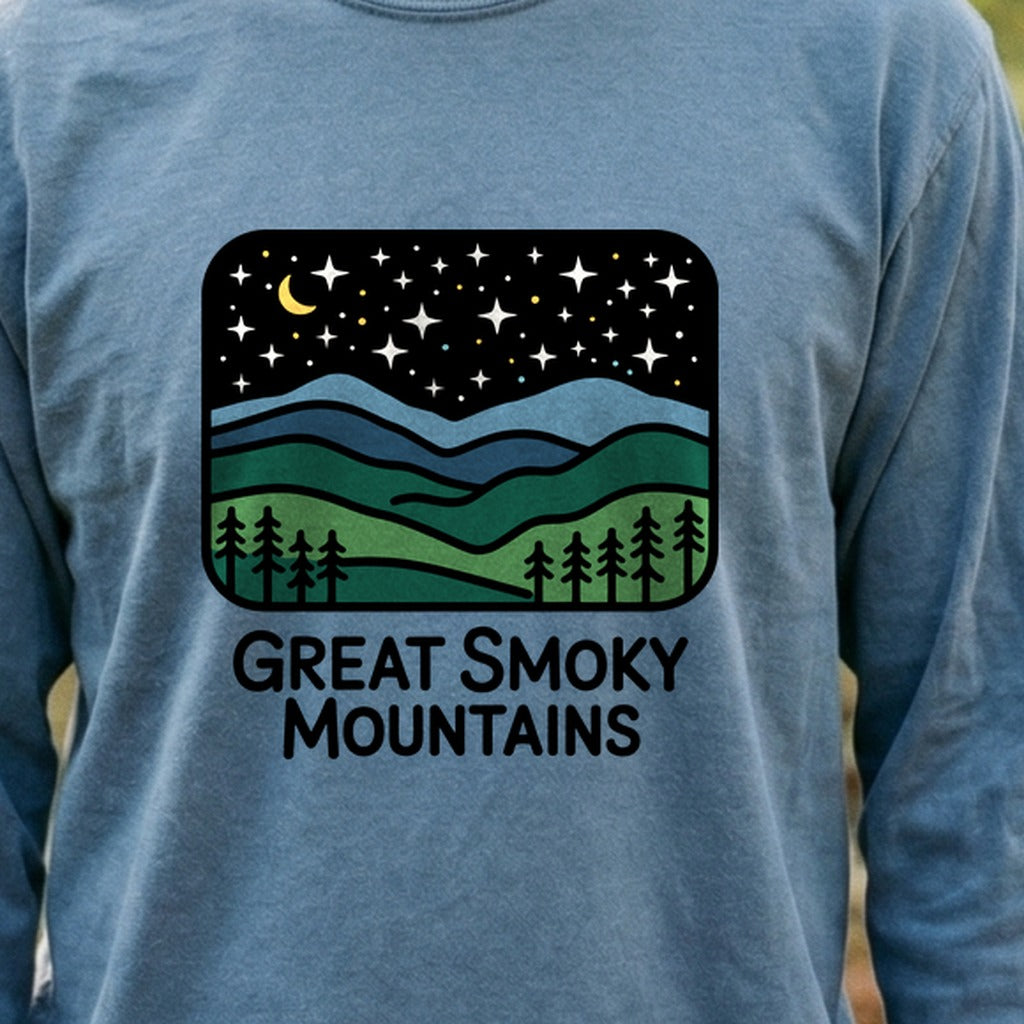 Great Smoky Mountains at Night Cotton Long Sleeve