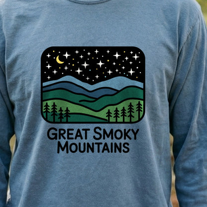 Great Smoky Mountains at Night Cotton Long Sleeve