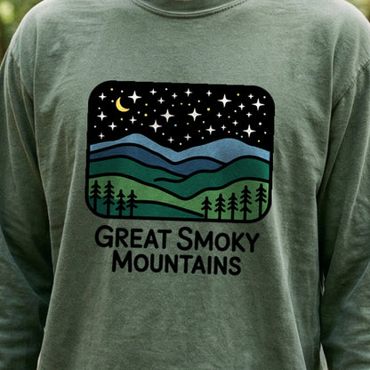 Great Smoky Mountains at Night Cotton Long Sleeve