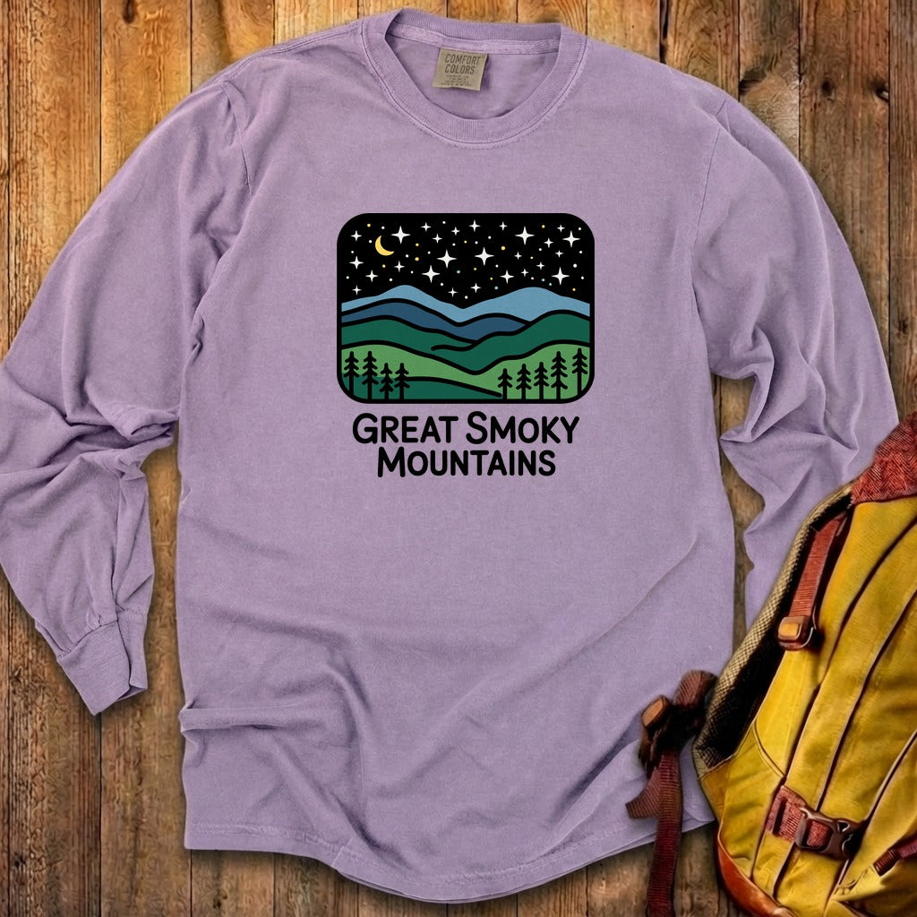 Great Smoky Mountains at Night Cotton Long Sleeve