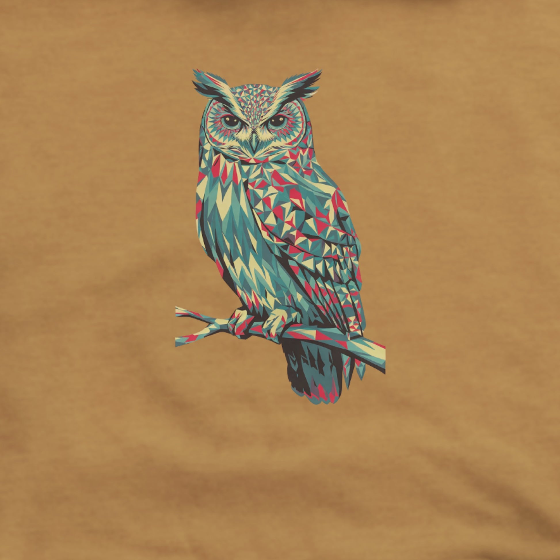 Horned Owl Mosaic Hoodie Adventure and Outdoors Themed Hoodie