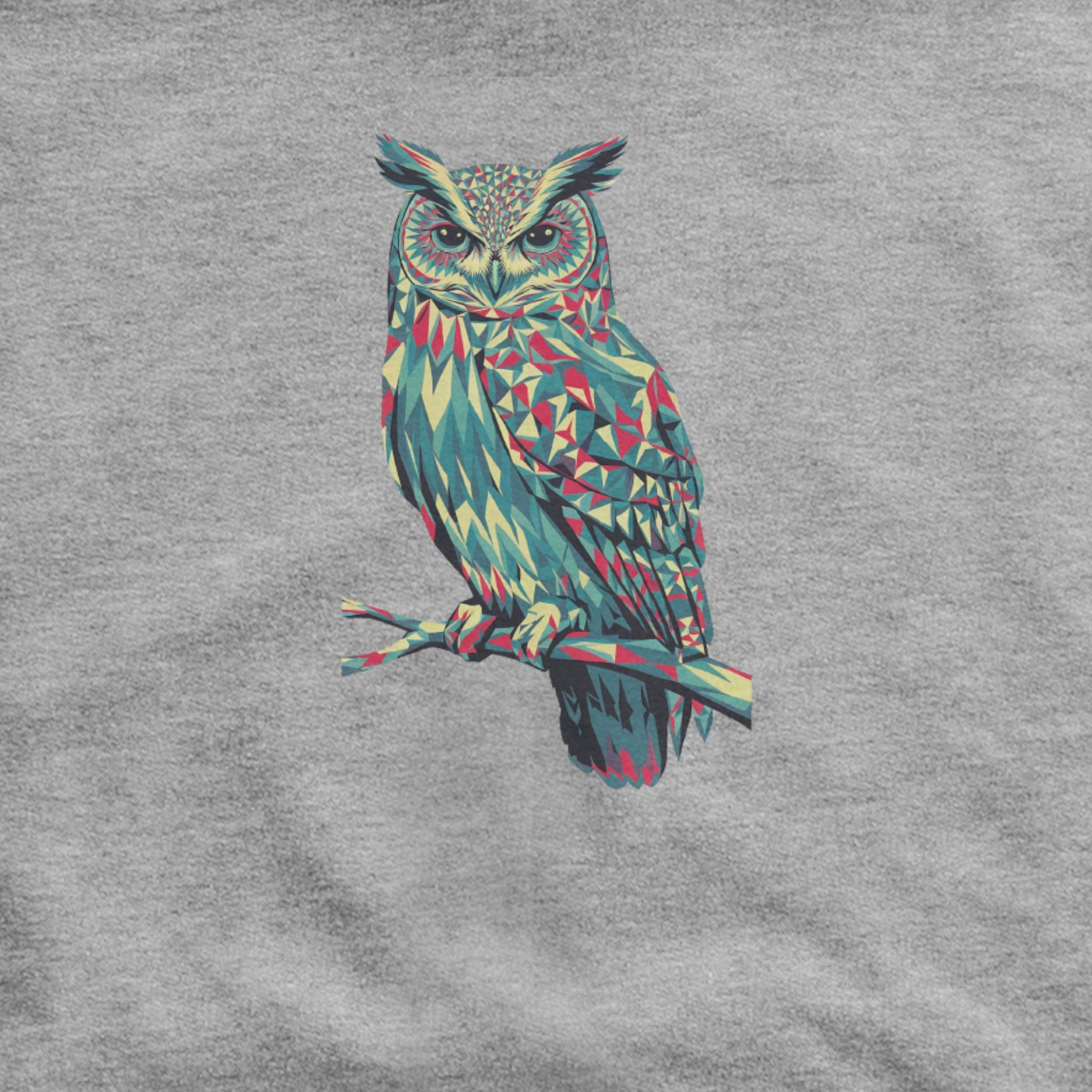 Horned Owl Mosaic Hoodie Adventure and Outdoors Themed Hoodie