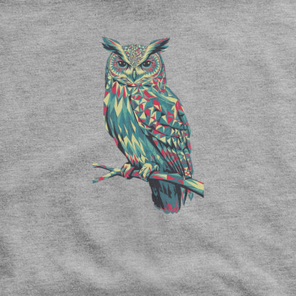 Horned Owl Mosaic Hoodie Adventure and Outdoors Themed Hoodie