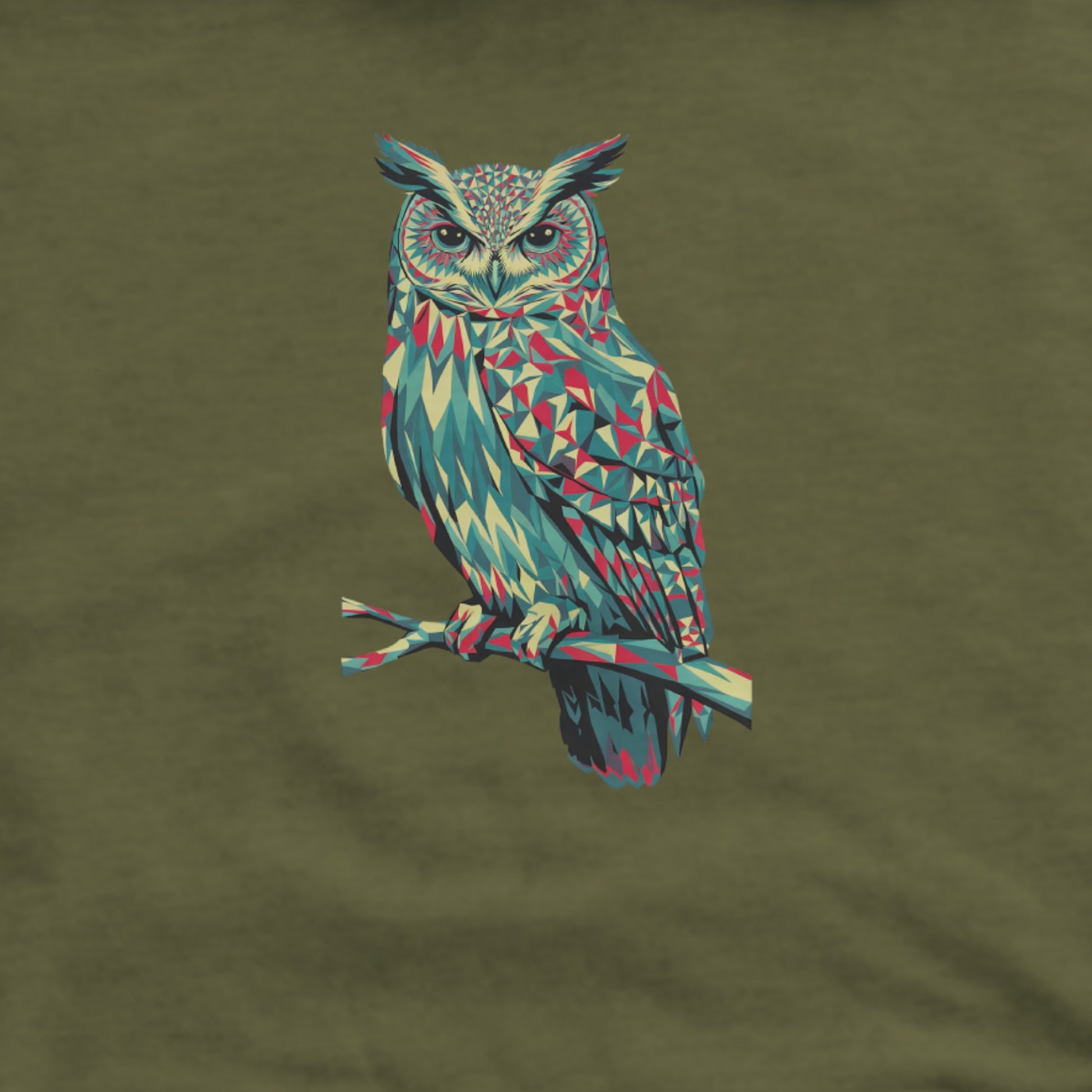 Horned Owl Mosaic Hoodie Adventure and Outdoors Themed Hoodie