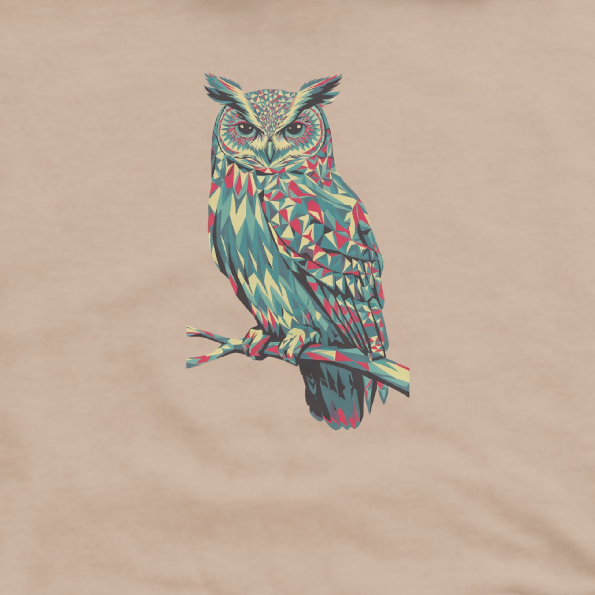 Horned Owl Mosaic Hoodie Adventure and Outdoors Themed Hoodie